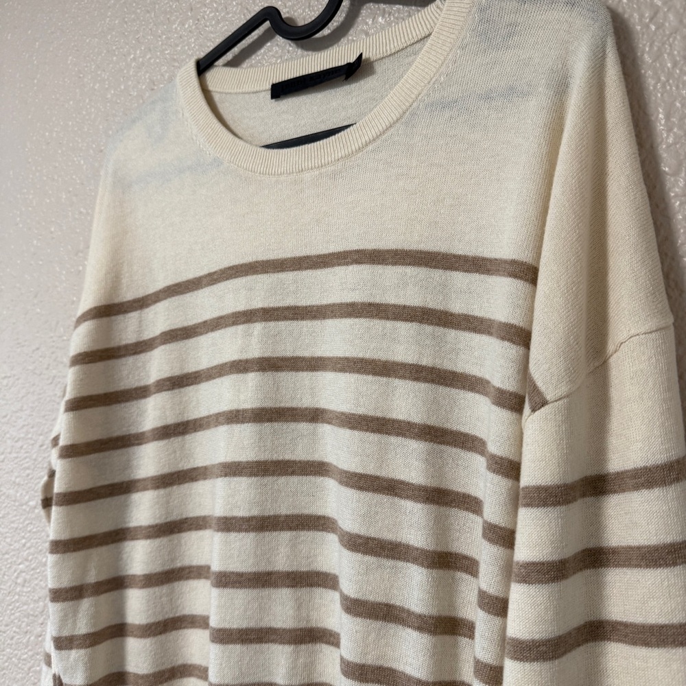 NWOT Jenni Kayne Avery Crewneck Sweater Stripe Cotton Merino Neutral S Summer - Picture 7 of 10